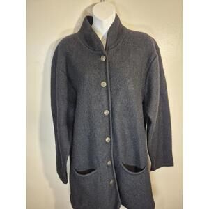 Vintage Herman Geist Sweater Womens Small Black Wool Button Front Jacket 90s
